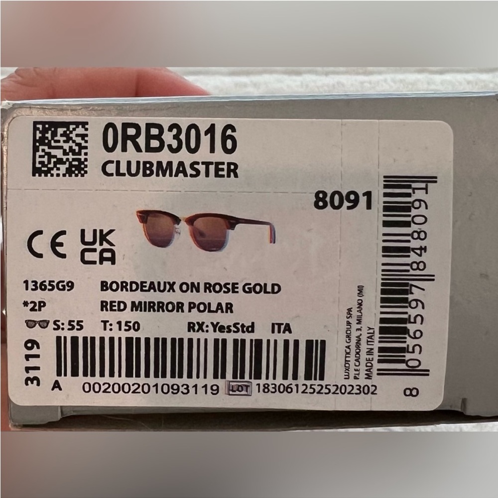 Ray Ban polarized clubmaster Bordeaux on rose gold